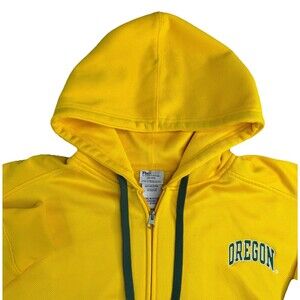 Oregon Ducks Spell Out Hoodie Men’s XXL Yellow Full Zip Pro Edge Back Hit Y2K